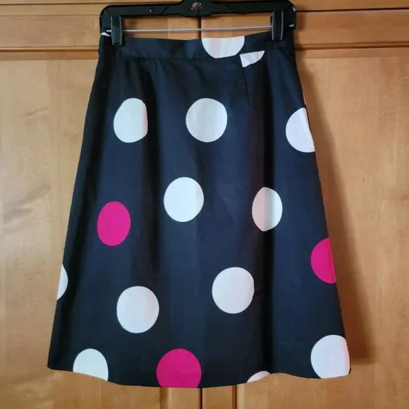 Talbots Cotton Polka Dot Skirt with Box Pleats - 4P - Picture 4 of 7